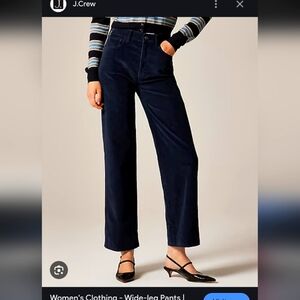 J.Crew women's Velvet High Rise, Full Length slim wide-leg pants Stretch sz 28